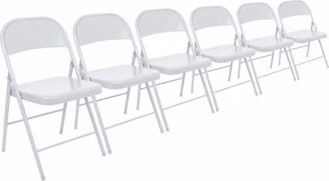 Harbour Housewares Pack of 6 White Metal Folding Stackable Chairs