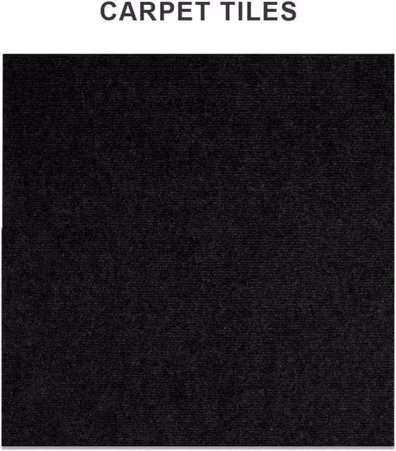 PAWNORA 20pcs Black Polyester Carpet Tiles
