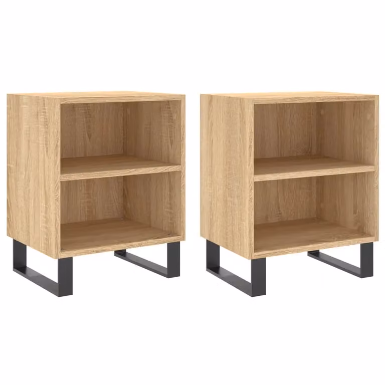 Berkfield Home Set of 2 Sonoma Oak Bedside Cabinets in Brown, W/D/H: 40 x 30 x 50 cm