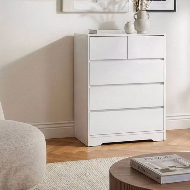 Wyld Haus Scandinavian Modern White MDF 5-Drawer Sideboard Storage Unit