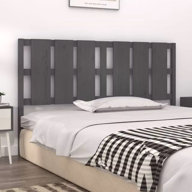 Berkfield Home Beautiful Bed Headboard in Grey Solid Pine Wood, W: 165.5 cm, D: 4 cm, H: 100 cm
