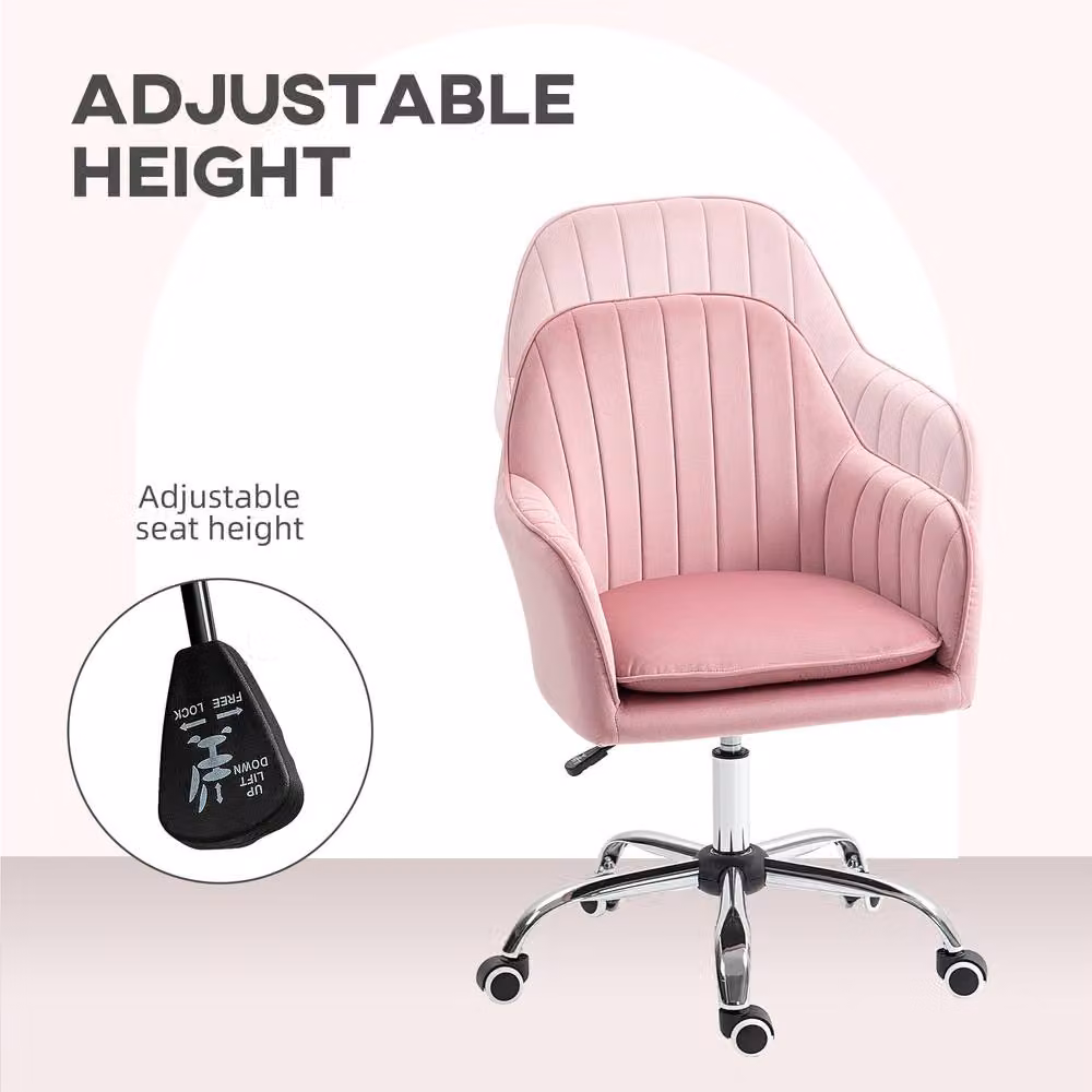 ERGOVEXA Modern Velvet Swivel Task Chair in Pink – 2