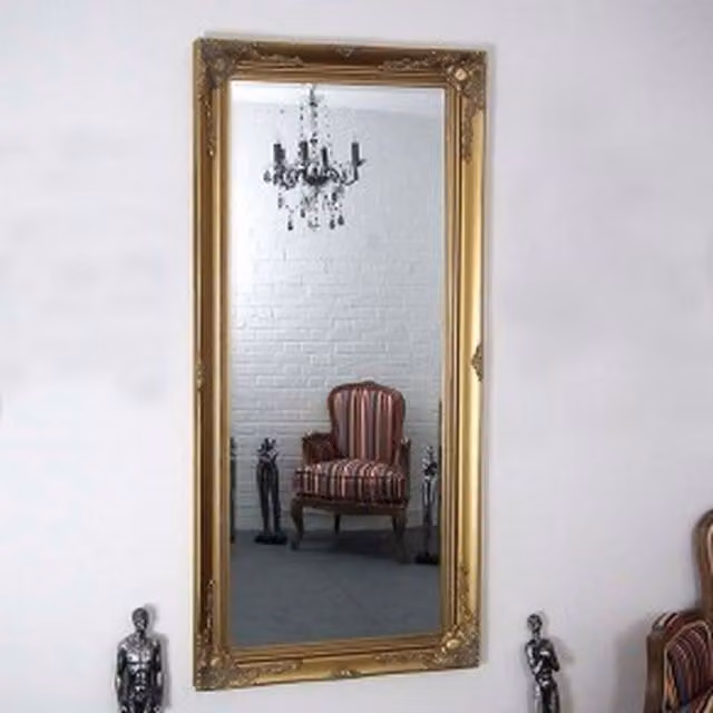 MirrorOutlet Thornton Gold Full Length Rectangular Wall Mirror, Gold, W: 79 cm, H: 170 cm