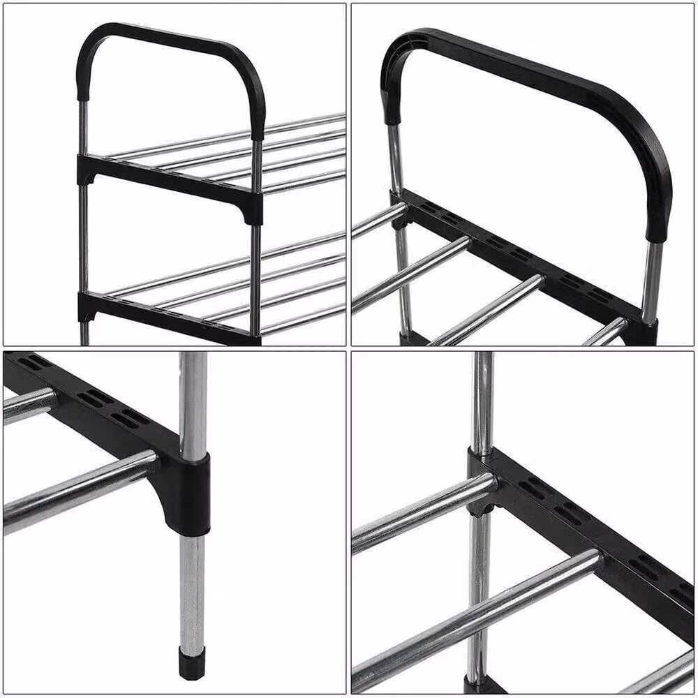PAWNORA 3-Tier Black Metal Shoe Rack Stand with Adjustable Shelves – 2