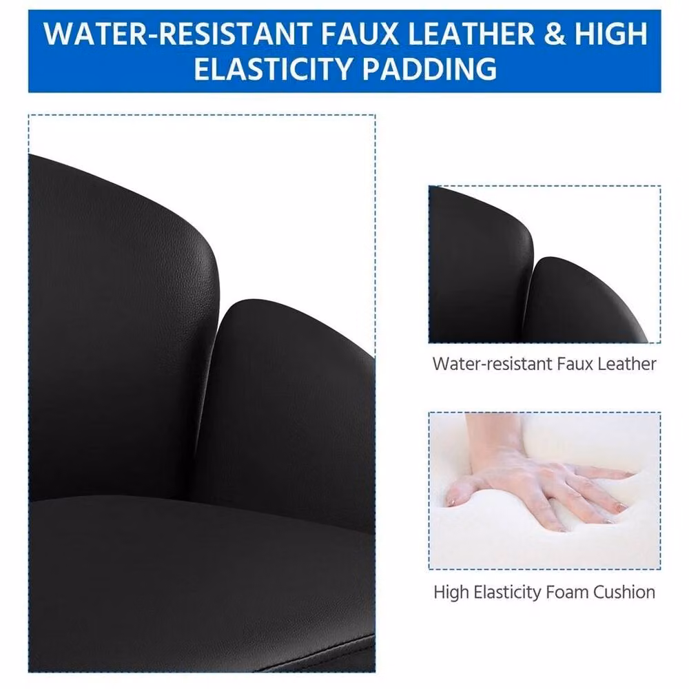 Kelvenix Modern Black Synthetic Leather Swivel Task Chair for Home Office and Adults – 3
