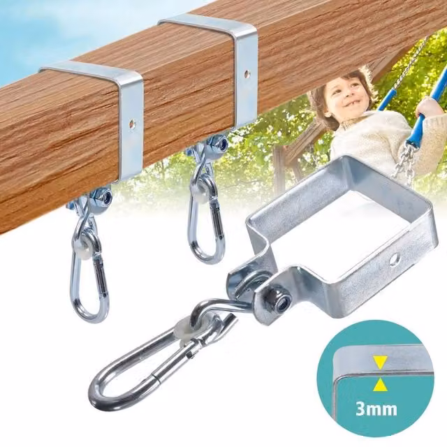 KORVIXA Silver Galvanised Iron Swing Hammock Tree Hanging Straps and Hooks Kit