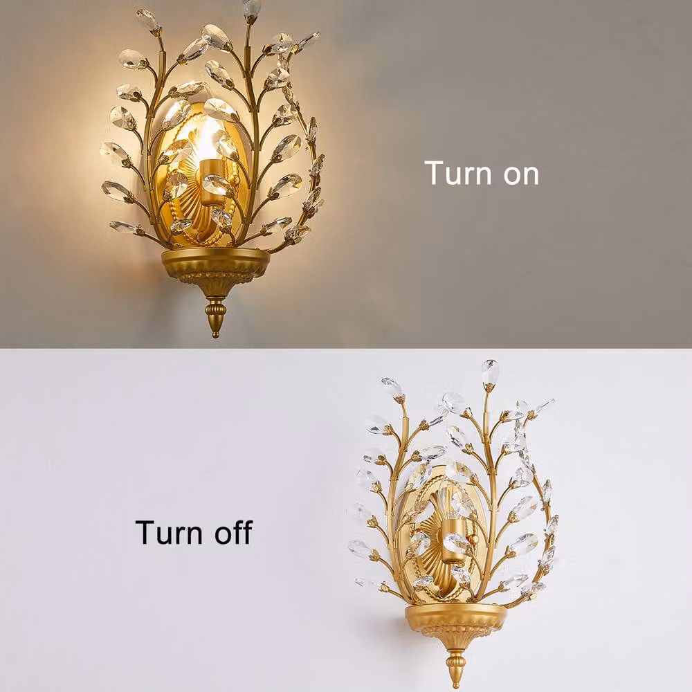 NIVOR Crystal and Metal Flush Mounted Vanity Wall Lamp in Gold/Brass – 4