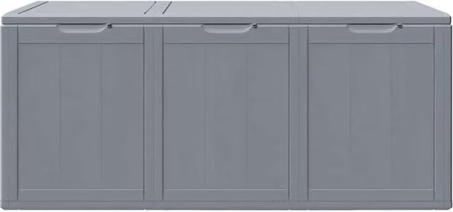 Berkfield Home Garden Storage Box, 270L, Grey Rattan Plastic, W: 118.5 cm, D: 44.5 cm, H: 51.0 cm