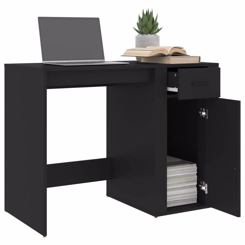 Berkfield Home Modern Black Computer Desk in MDF, W/D/H: 100 x 49 x 75 cm – 4