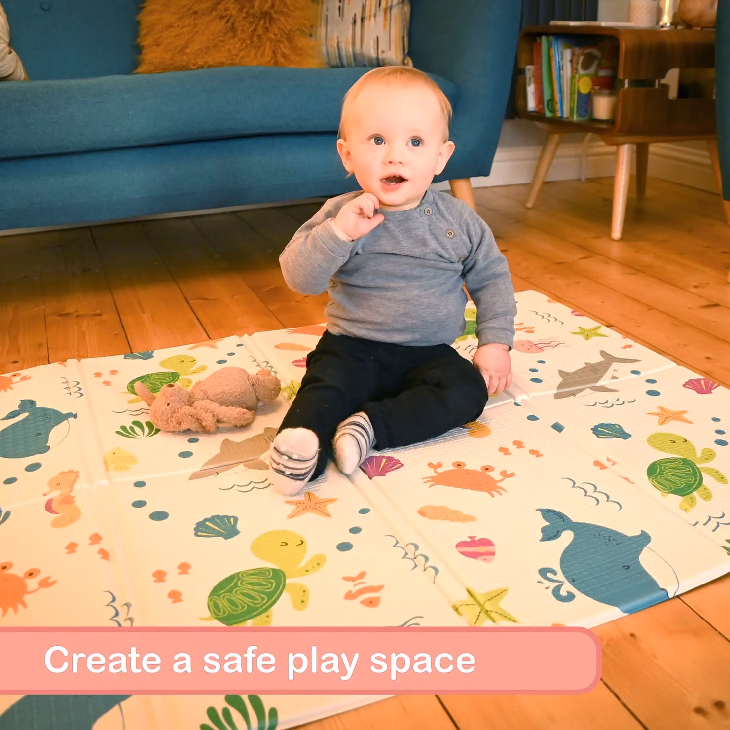 KandyToys Foldable Waterproof Baby Play Mat, White, W/D: 120 x 90 cm – 2