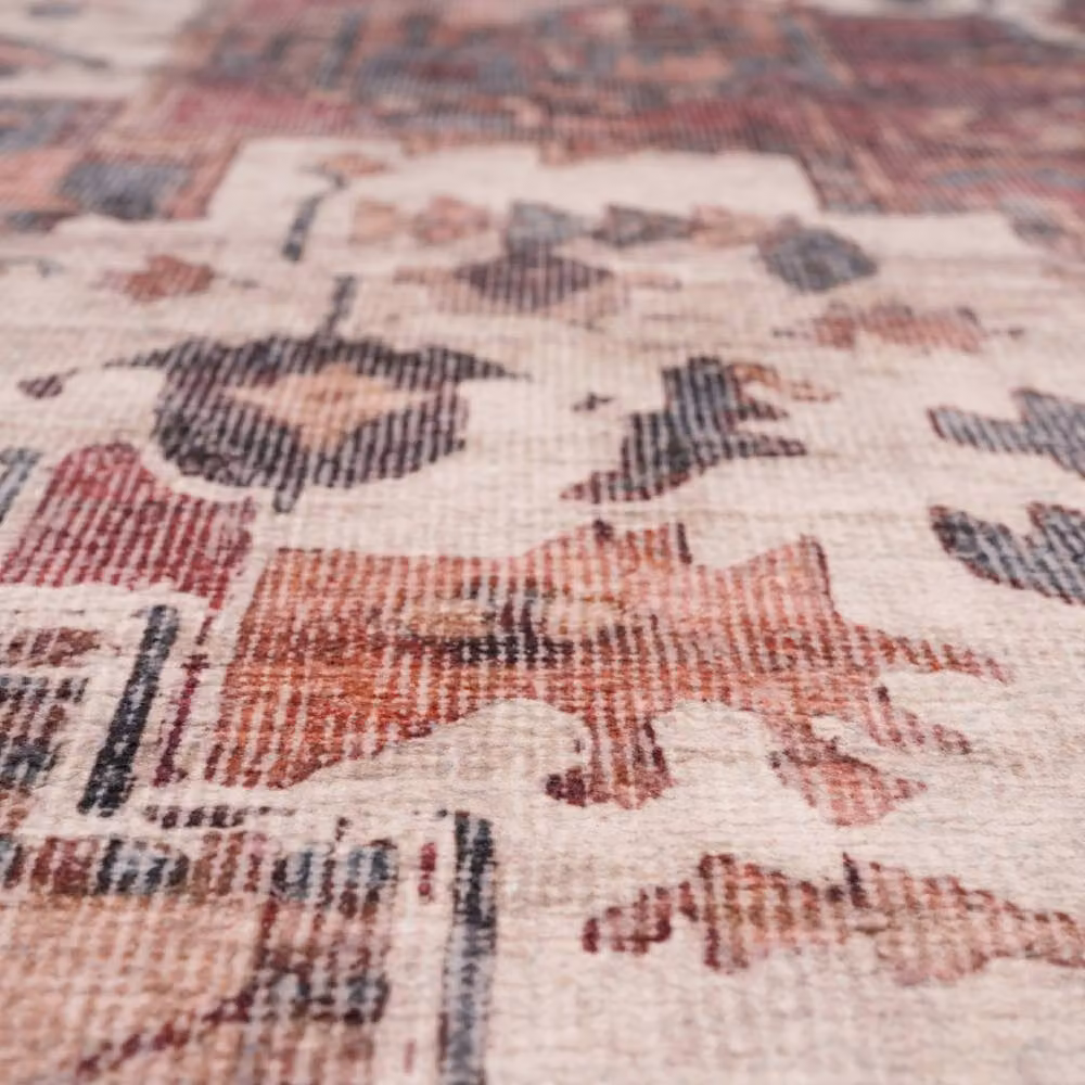 Kukoon Plum Distressed Vintage Hallway Runner Rug in Red, W/D/H: 60 x 240 cm – 3