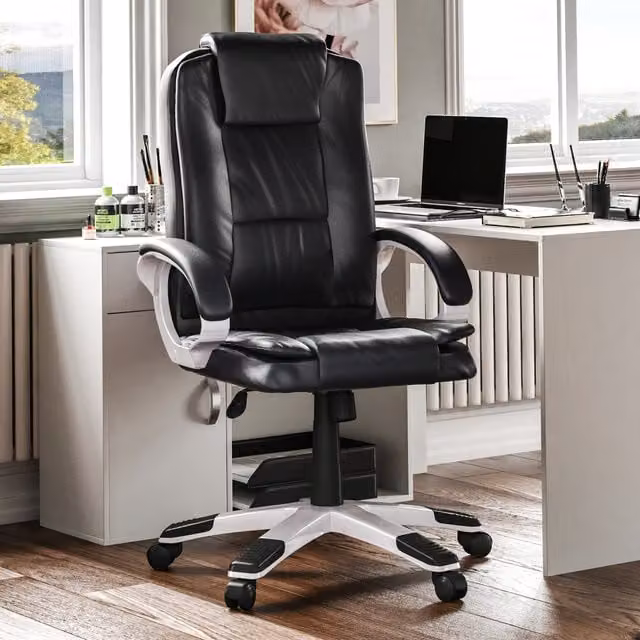 Vida Designs Black Synthetic Leather Executive Office Chair with Headrest and Armrests