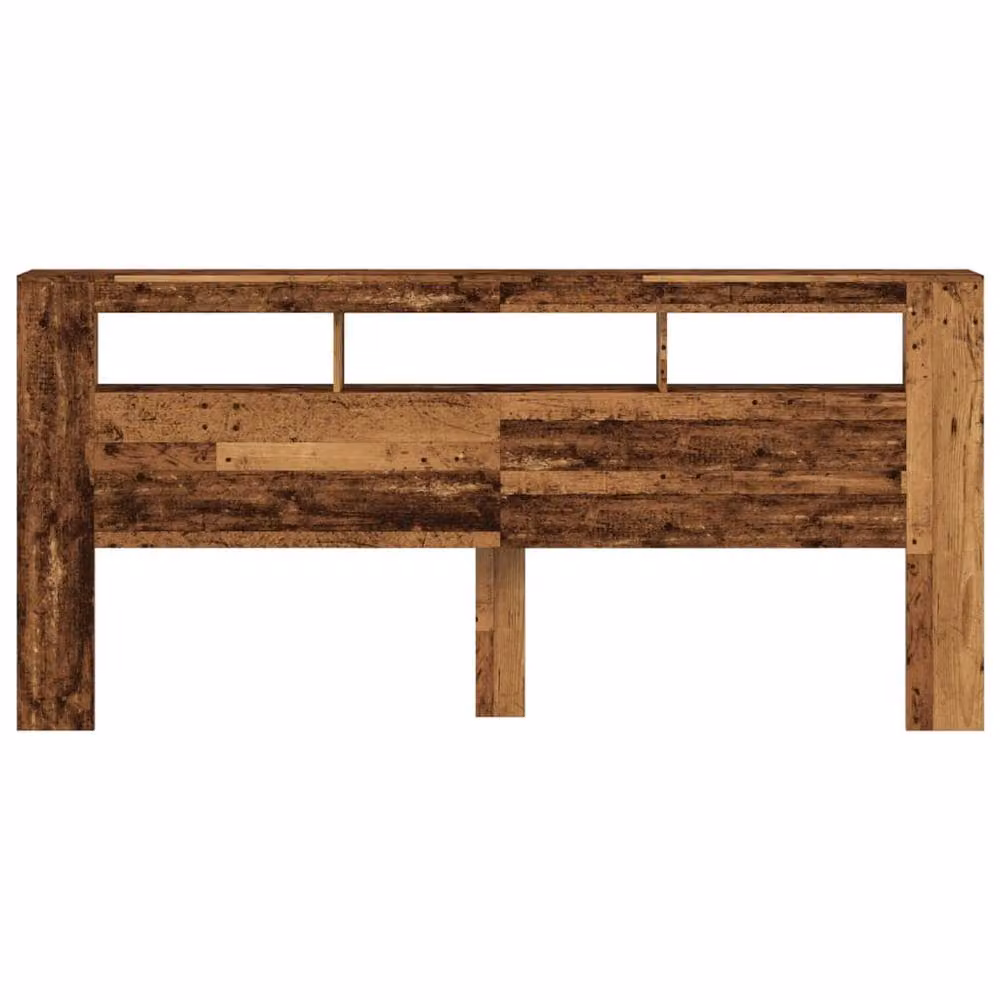 Berkfield Home LED Headboard in Old Wood Brown with Integrated Lighting and Side Compartments, W: 220 cm, D: 18.5 cm, H: 103.5 cm – 5