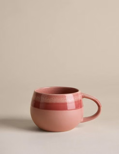 M&S Reactive Glaze Pink Stoneware Hug Mug