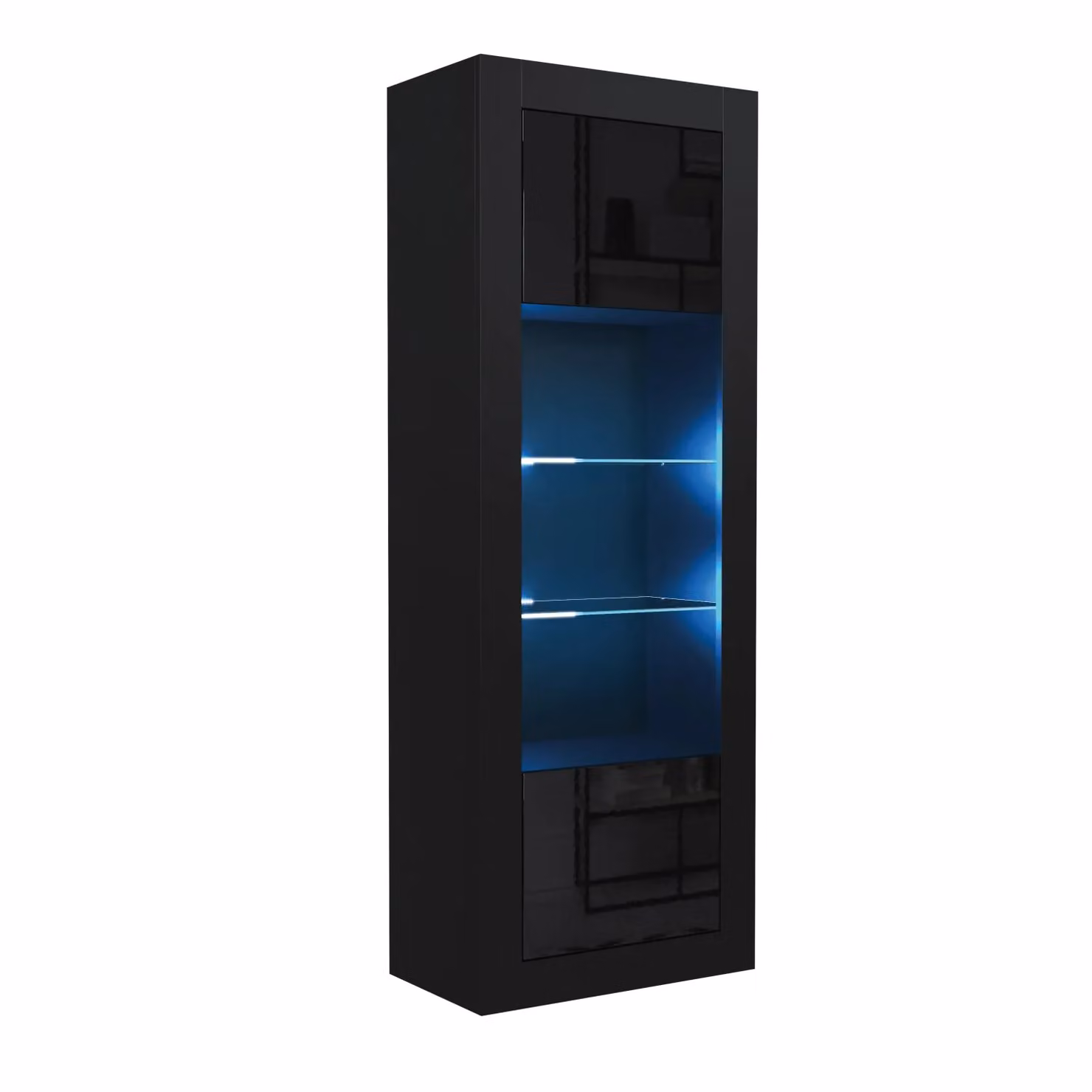 Creative Furniture Illume Modern Black Display Cabinet with Glass Doors and Integrated Lighting – 3