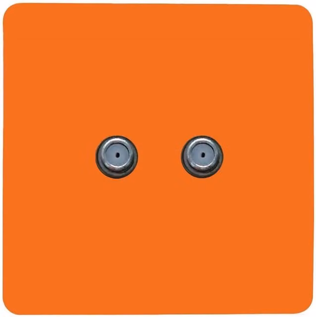 Trendi Switch 2 Gang Male F-Type Satellite Television Flush Socket in Orange