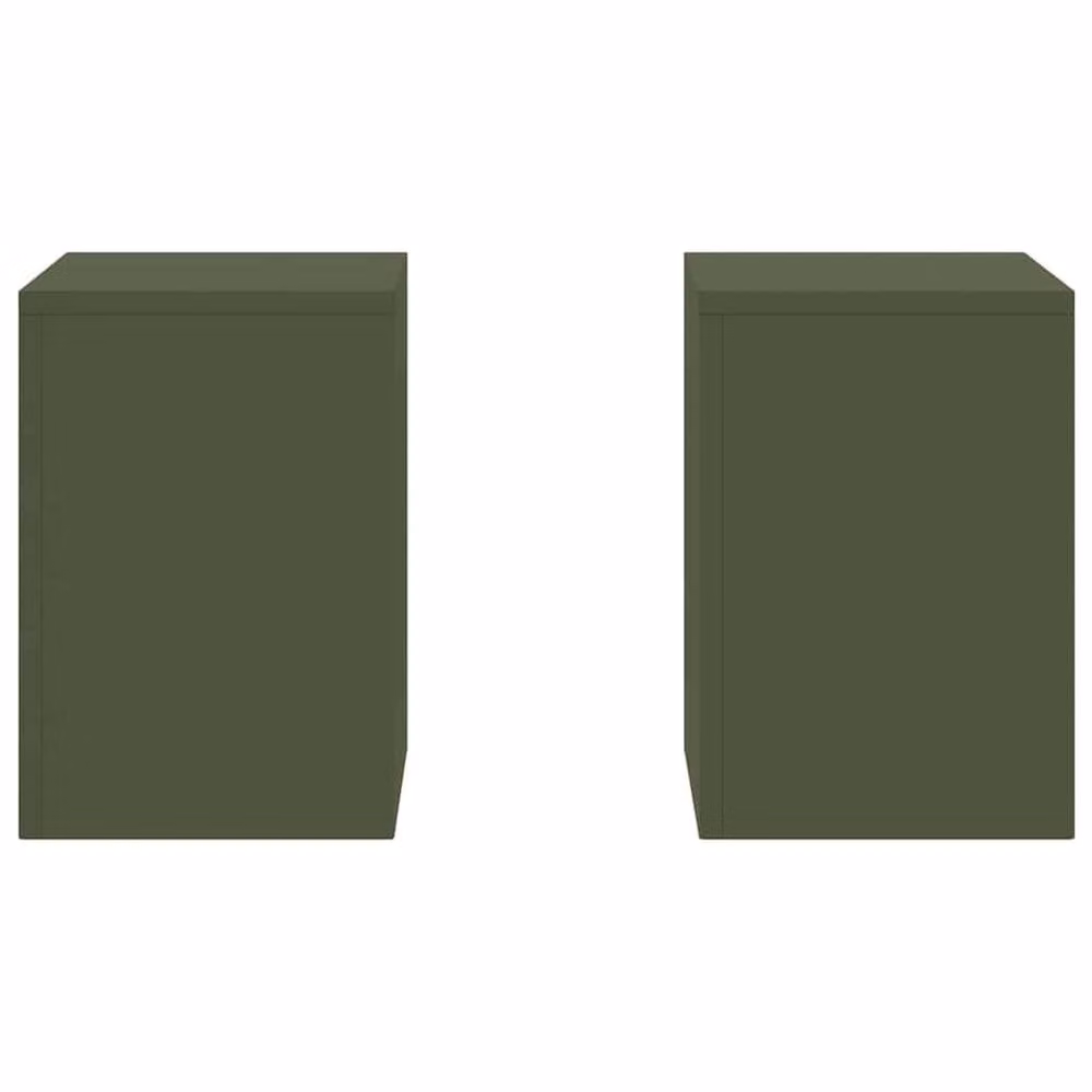 Berkfield Home Outdoor Plant Stand Pillar Set of 2 in Matt Olive Green Steel, W/D/H: 24 x 24 x 35 cm – 4