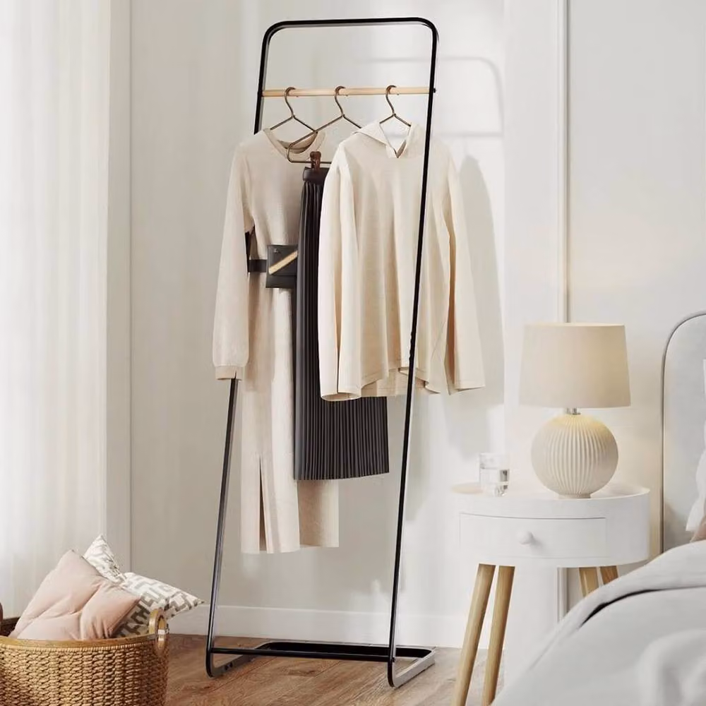 NESTLUNE Black Lacquered Metal Hanging Clothes Rail Rack – 2