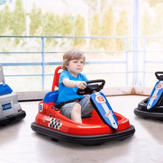HOMCOM 6V Electric Kids Bumper Car with Music, Horn and Lights, Red