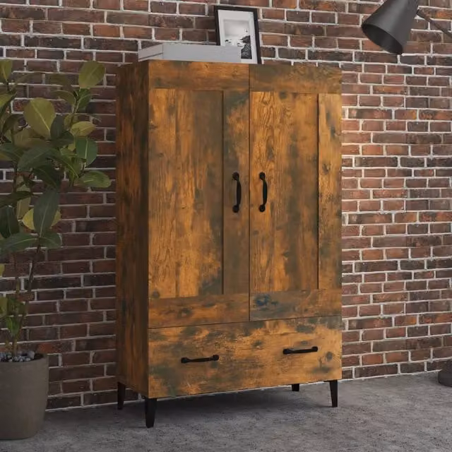 Berkfield Home Smoked Oak Highboard in Brown, W/D/H: 70 x 31 x 115 cm – 1