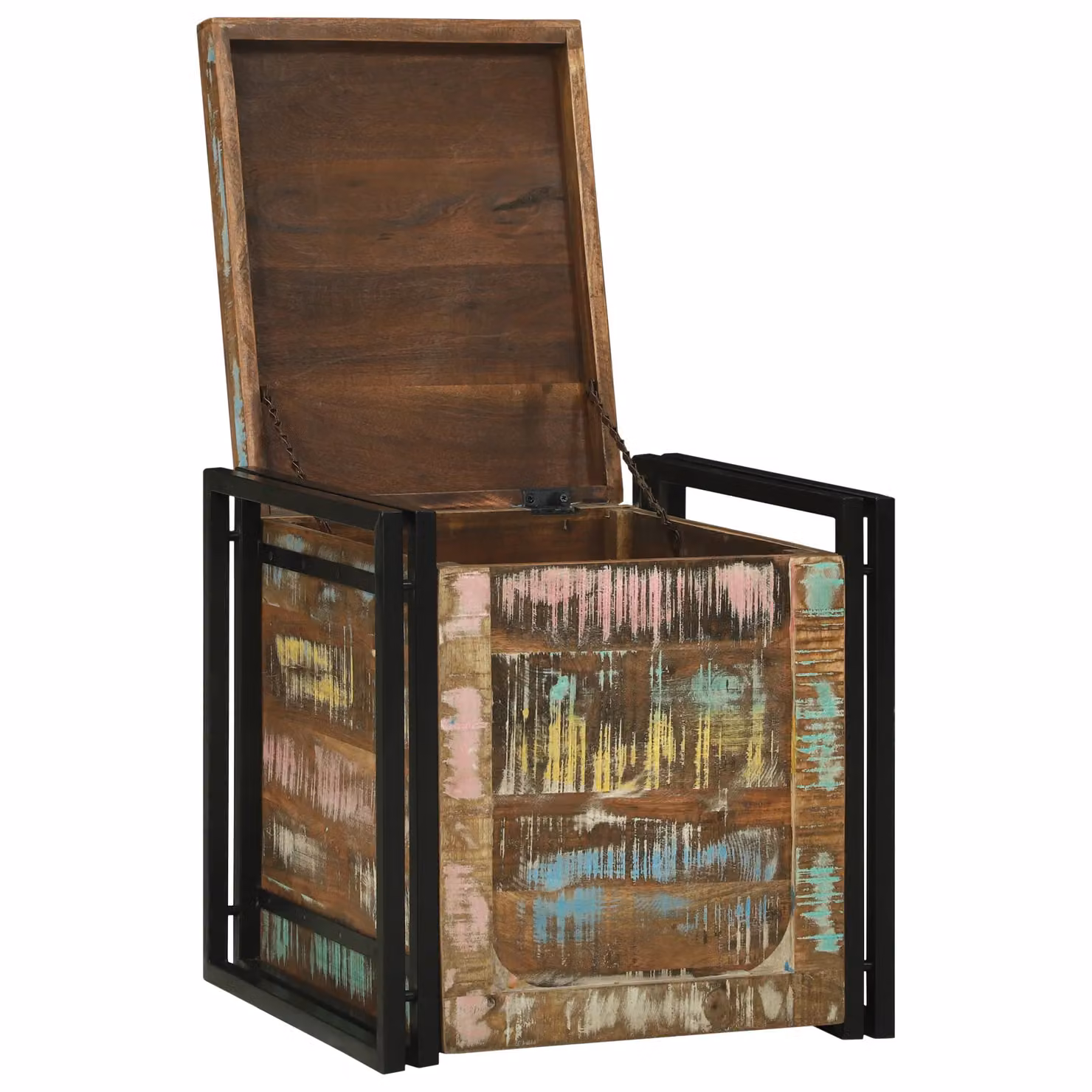 Berkfield Home Rustic Solid Reclaimed Wood Storage Chest in Brown and Black, W/D/H: 50 x 50 x 50 cm – 2
