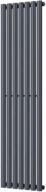 Omeara Anthracite Elliptical Tube Vertical Designer Radiator, H 160 cm x W 40.6 cm