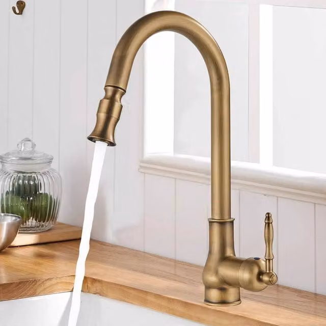EONLION Gold Single Lever Kitchen Sink Mixer Tap with Pull Out Spout – 1