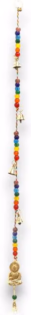 KDMK Indian Brass Buddha Hanging Chimes with Chakra Beads in Gold