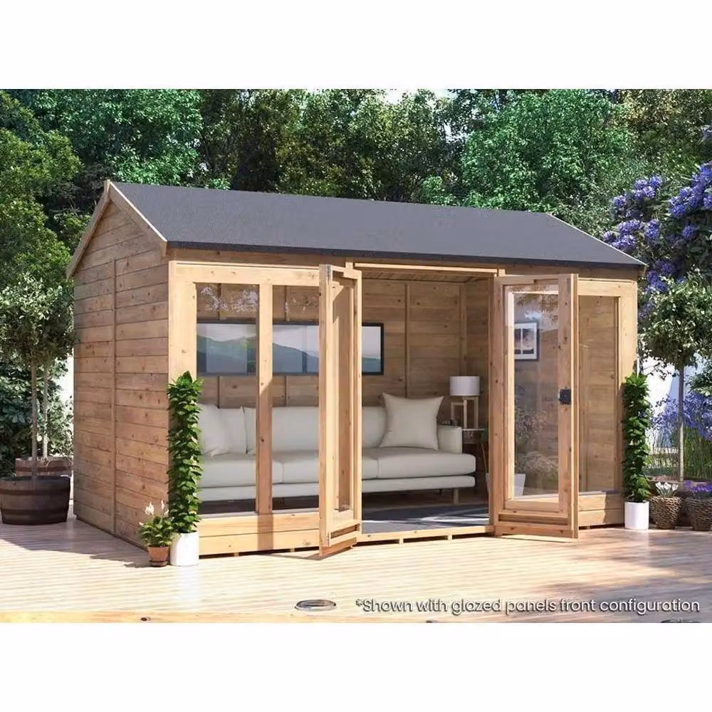 Dunster House RagePanda Modular Reverse Apex Summerhouse in Tan with Windows, W: 360 cm, D: 240 cm, H: 240 cm – 3