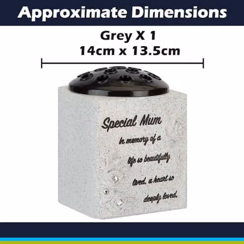 VFM e-Store Memorial Flower Pot Ornament, Grey, W: 14 cm, D: 13.5 cm, H: 13.5 cm – 2