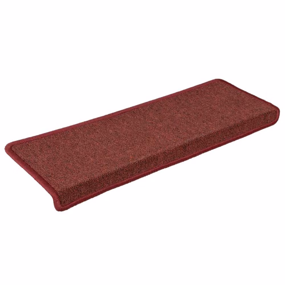 Berkfield Home Self-Adhesive Carpet Stair Treads, 15 Pieces, Matte Red, W/D/H: 65 x 21 x 4 cm – 3