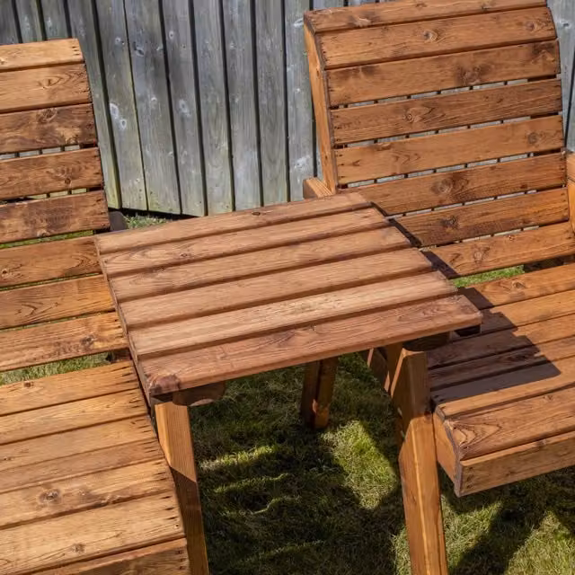 Samuel Alexander Handmade Chunky Rustic Pine Wooden Garden Furniture Straight Tray in Brown, W/D: 51 x 51 cm