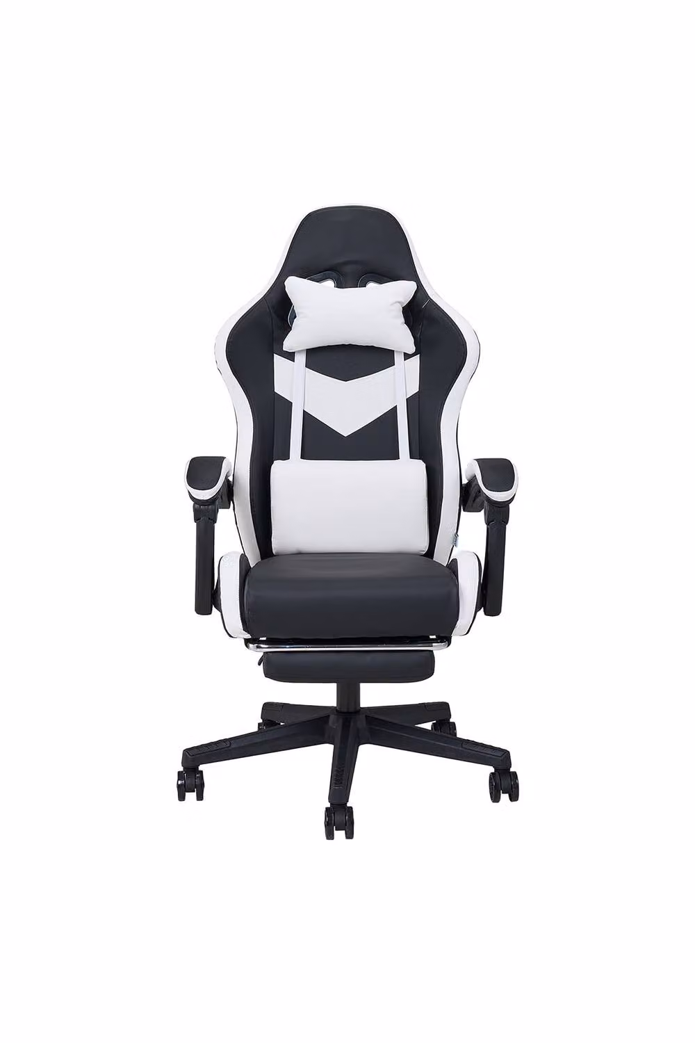 Living and Home High Back Gaming Chair with Massage Lumbar Support and Footrest in Black Synthetic Leather – 2