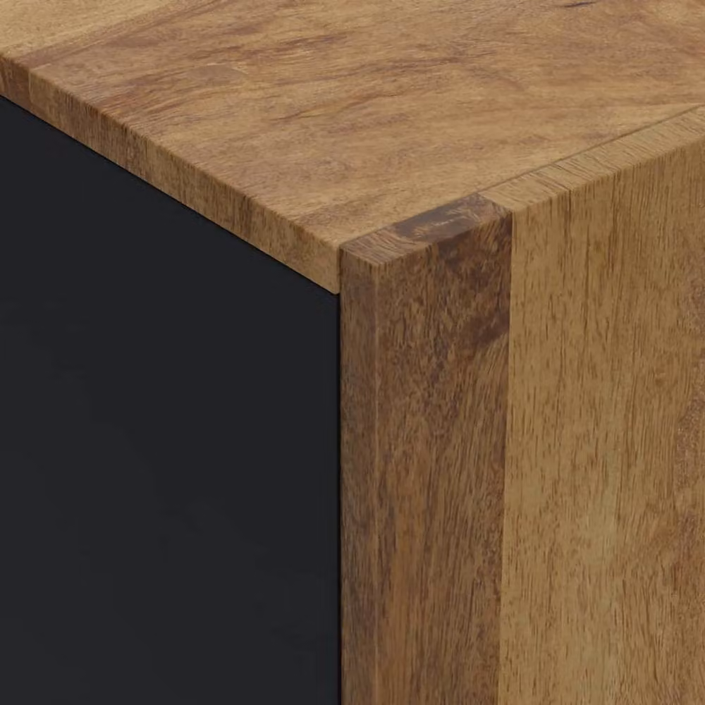 Berkfield Home 4-Door Solid Mango Wood Sideboard in Brown, W/D/H: 60 x 33 x 75 cm – 4