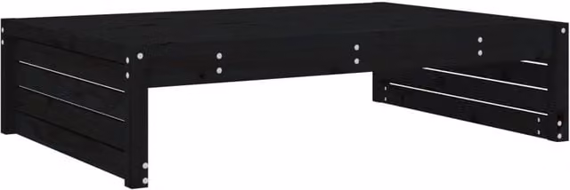 Berkfield Home Garden Rustic Black Solid Pine Wood Footstool W: 120 cm, D: 80 cm