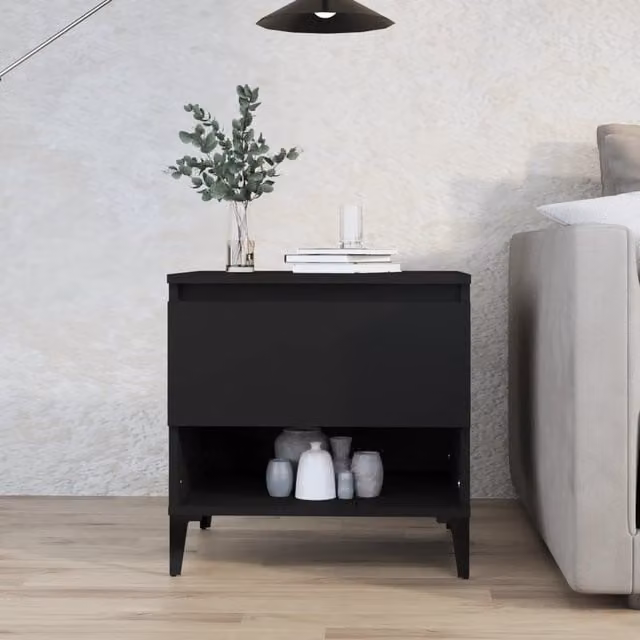 Berkfield Home Black Industrial Side Table in Engineered Wood, W/D/H: 50 x 46 x 50 cm – 1