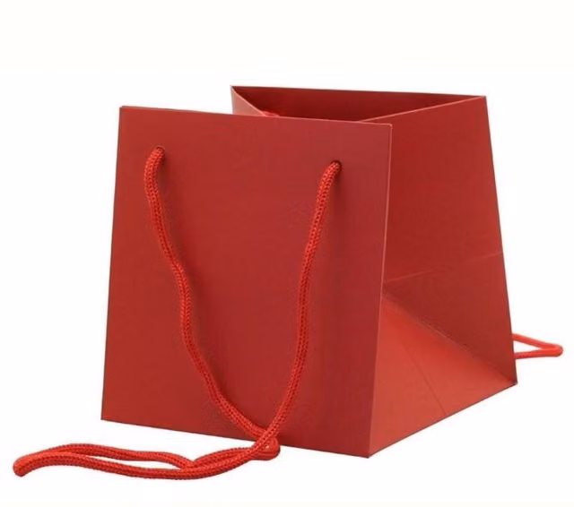 KDMD Red Small Paper Hand Tie Bags for Birthday Parties, 12 Pack