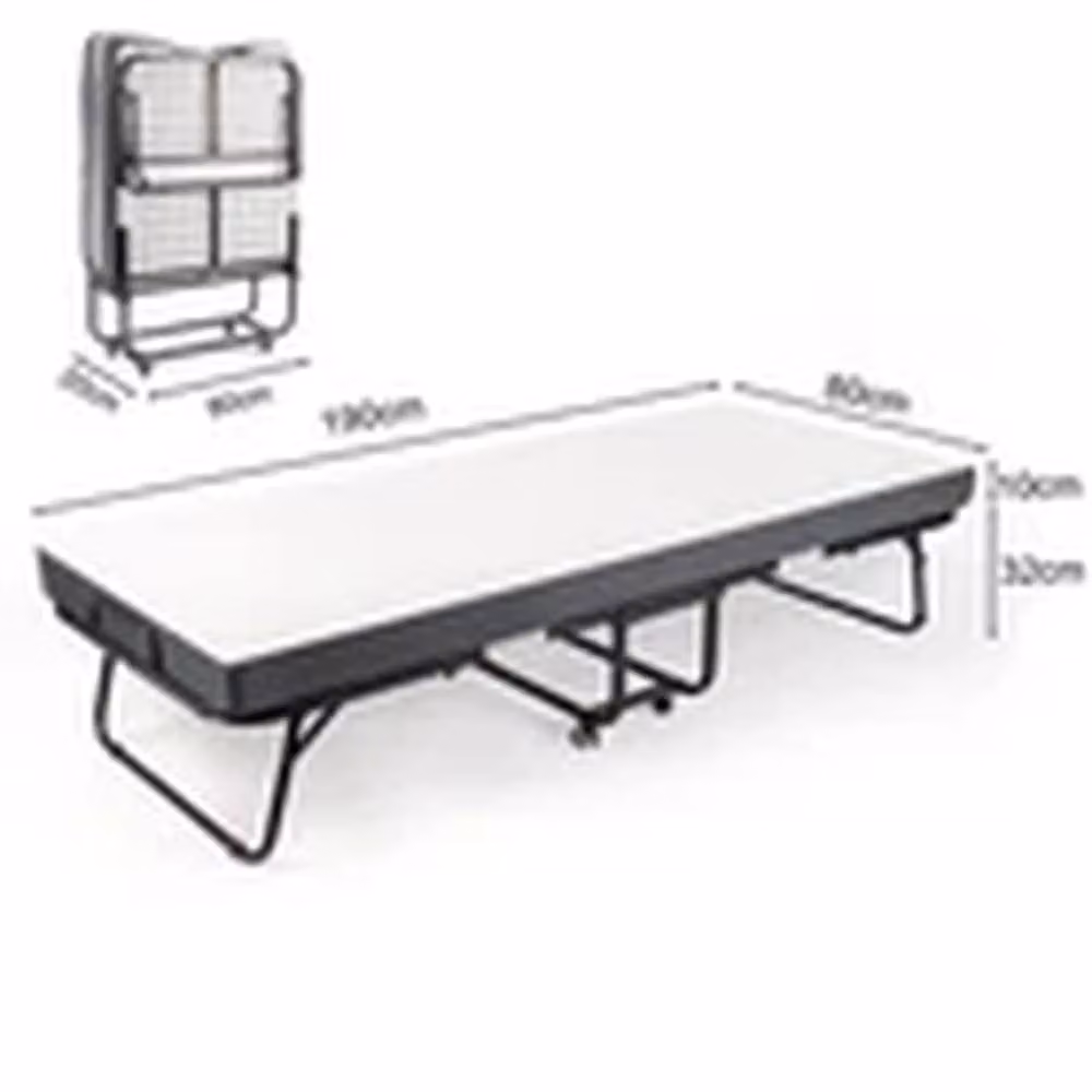 EONLION Single Folding Rollaway Bed with 10cm Memory Foam Mattress and White Metal Frame – 2