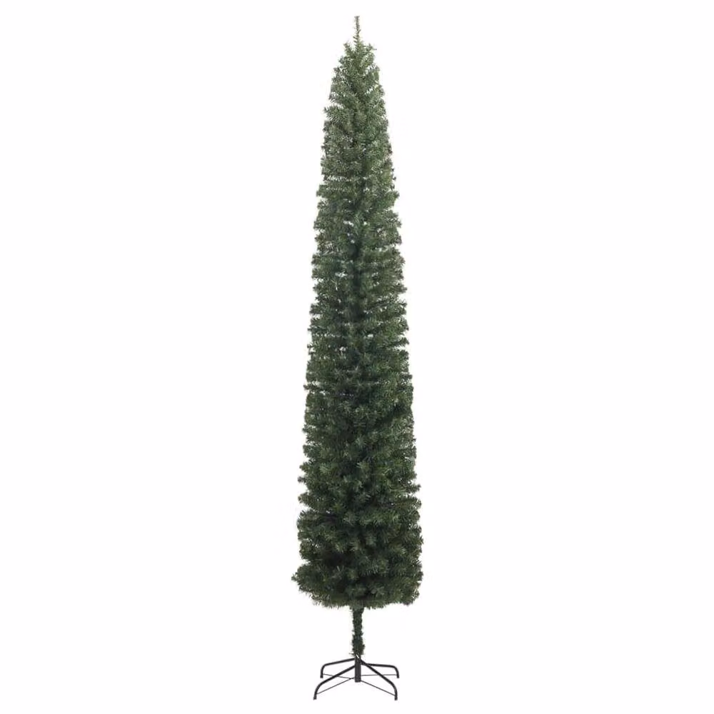 Berkfield Home Slim Green PVC Christmas Tree with Stand – 3
