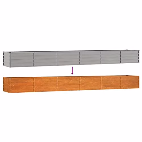 vidaXL Grey Weathering Steel Garden Planter Tub W: 80 cm, D: 48 cm, H: 45 cm – 2