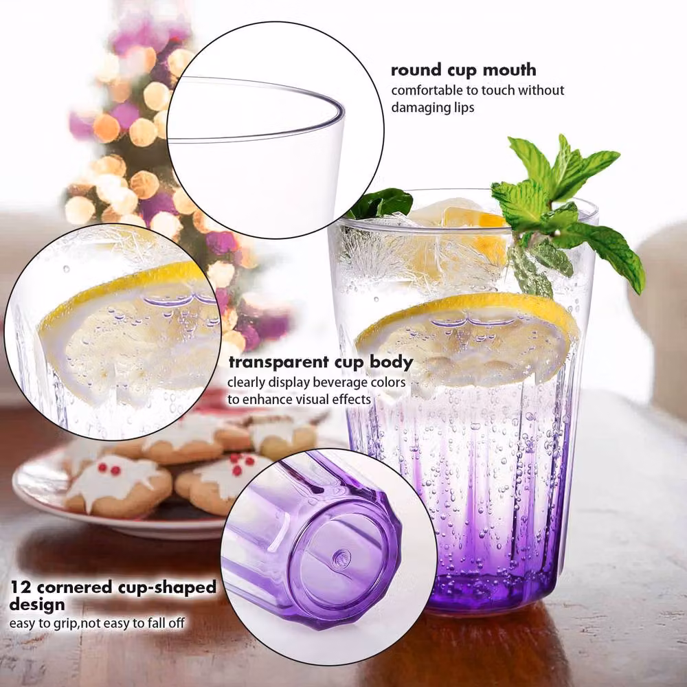 Greentainer Set of 12 Multicolour Reusable Plastic Tumbler Drinking Glasses, 350ml – 4