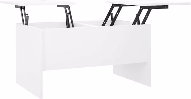 Berkfield Home Modern White Rectangular Coffee Table with Lift Mechanism, W/D/H: 80 x 50 x 42.5 cm