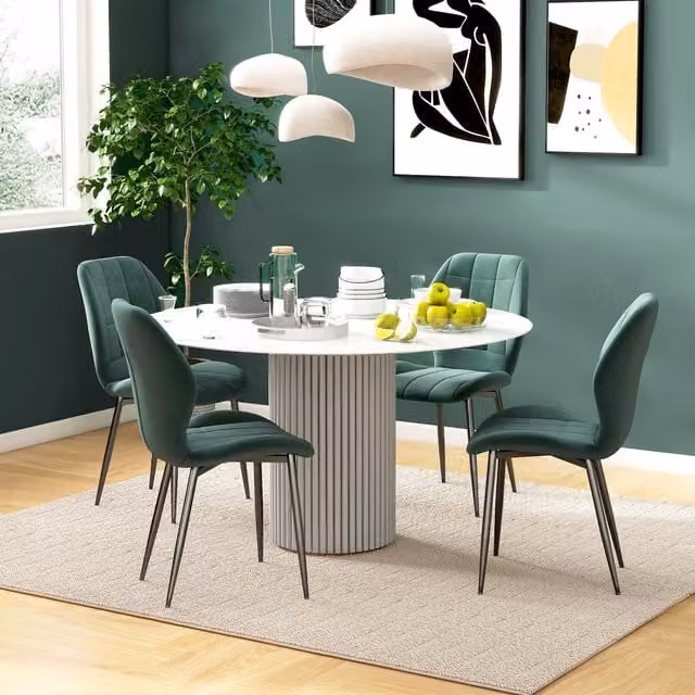 HOMCOM Set of 4 Modern Kitchen and Dining Chairs in Emerald Green Velvet