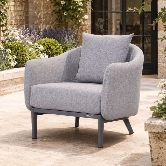 Mimo Full Aluminium Single Sofa in Grey with Loose Cushion