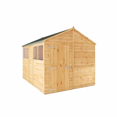 Waltons Premium Shiplap Apex Modular Wooden Garden Storage Shed with Glass Glazing, Brown, W: 304 cm, D: 240 cm, H: 237 cm