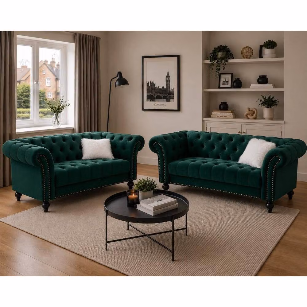 Home Detail Mayfair Green Velvet 2 Seater Chesterfield Sofa – 2