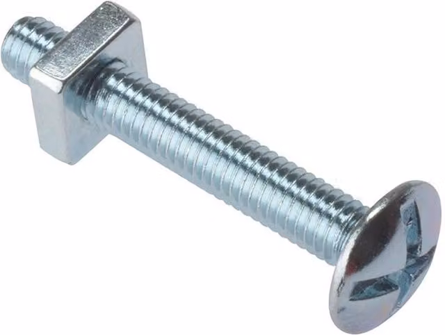 Forgefix Galvanised Steel Roofing Bolts and Square Nuts with Dome and Slot, Silver