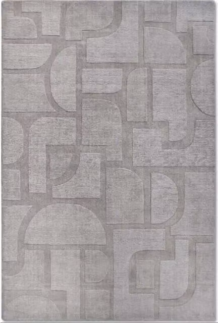 Villeroy & Boch 1906 Alexis Grey Wool Geometric Handwoven Rug W: 80 cm, L: 250 cm