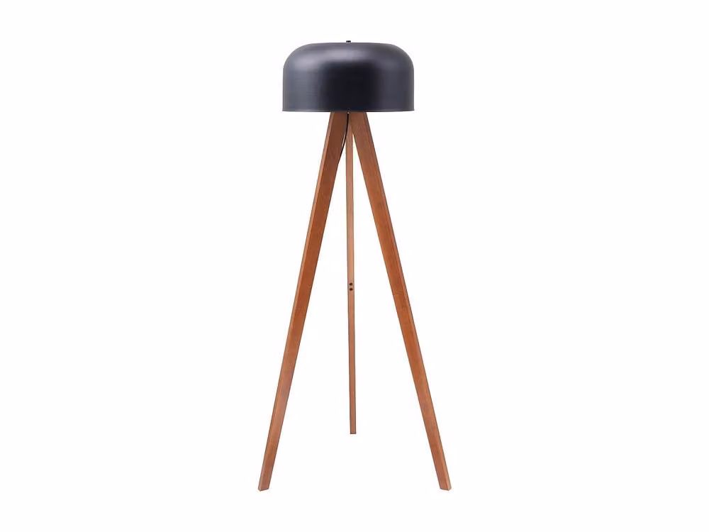 Vente-unique Industrial Tripod Floor Lamp in Black and Natural Wood, H 145 cm x W 42 cm x D 42 cm – 2