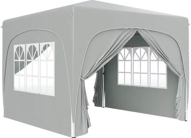 Outsunny Pop-Up Gazebo Shelter with Accessories, Light Grey, W/D/H: 300 x 300 x 273 cm – 1